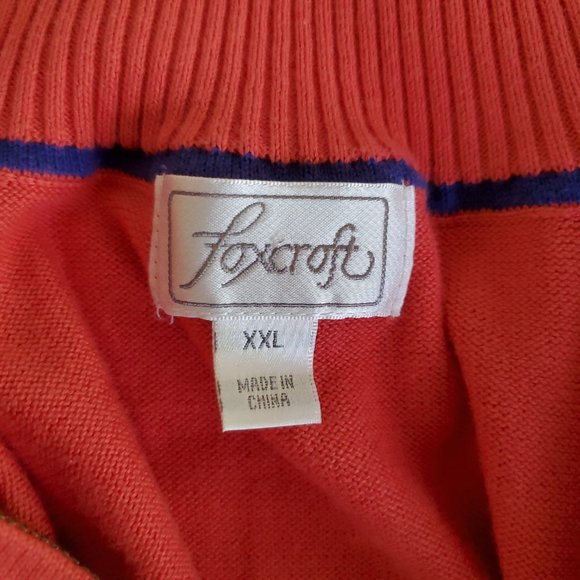 Foxcroft Supima Cotton Half Zip Sweater 2X Coral Orange Mock Neck Pullover Soft - Picture 11 of 12